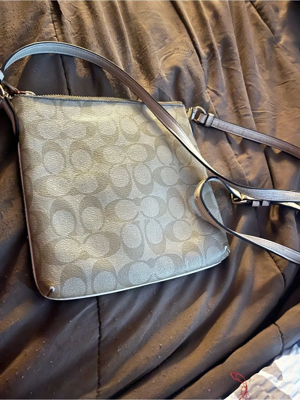 Coach Metallic Silver Signature Crossbody Bag